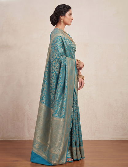 Blue Woven Design Art Silk Kanjivaram Saree