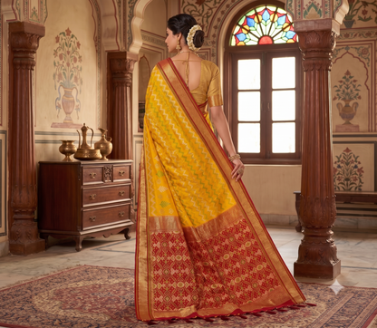 Mustard Woven Design Kanjivaram Saree