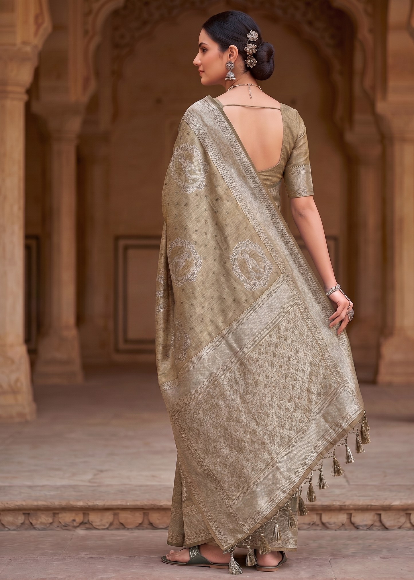 Off White Woven Design Kanjivaram Saree