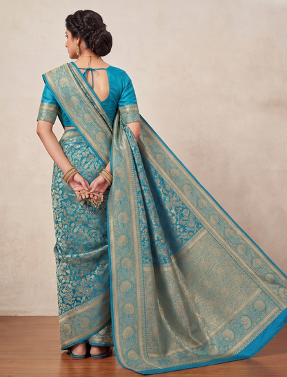 Blue Woven Design Art Silk Kanjivaram Saree