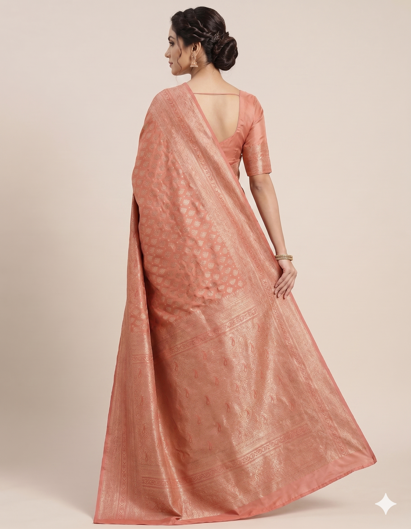 Peach Woven Design Art Silk Kanjivaram Saree