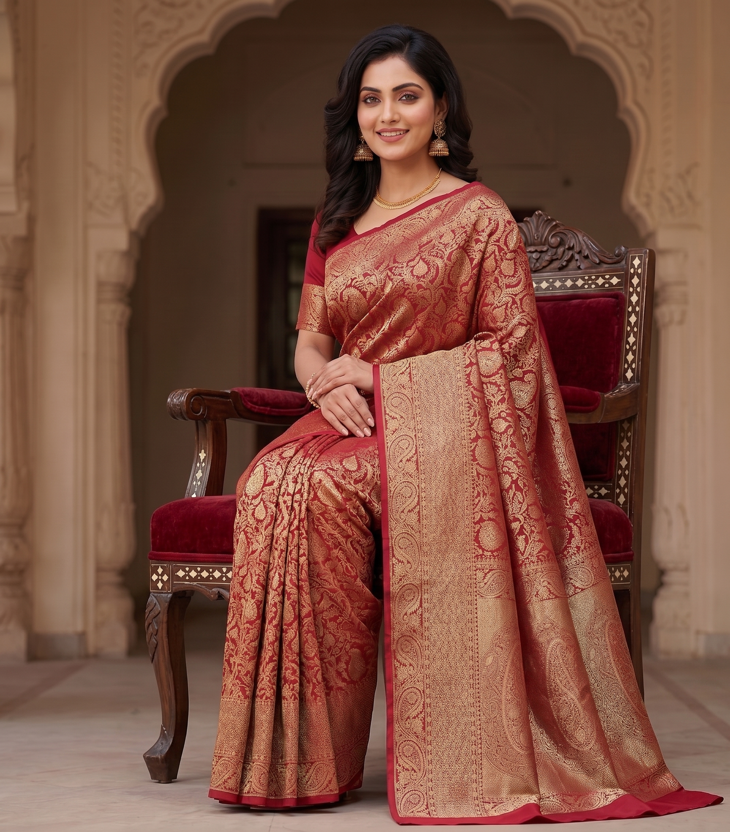 Red Woven Design Art Silk Kanjivaram Saree