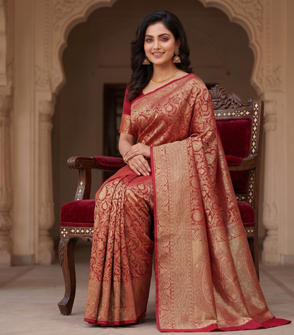 Red Woven Design Art Silk Kanjivaram Saree