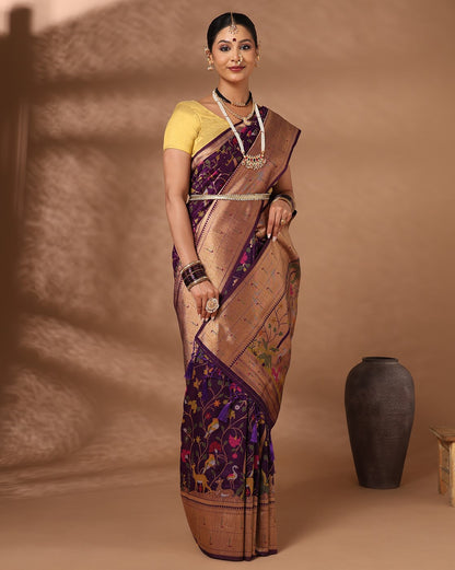 Purple Woven Design Dola Silk Saree