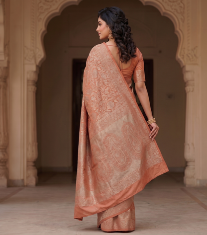 Orange Woven Design Art Silk Kanjivaram Saree