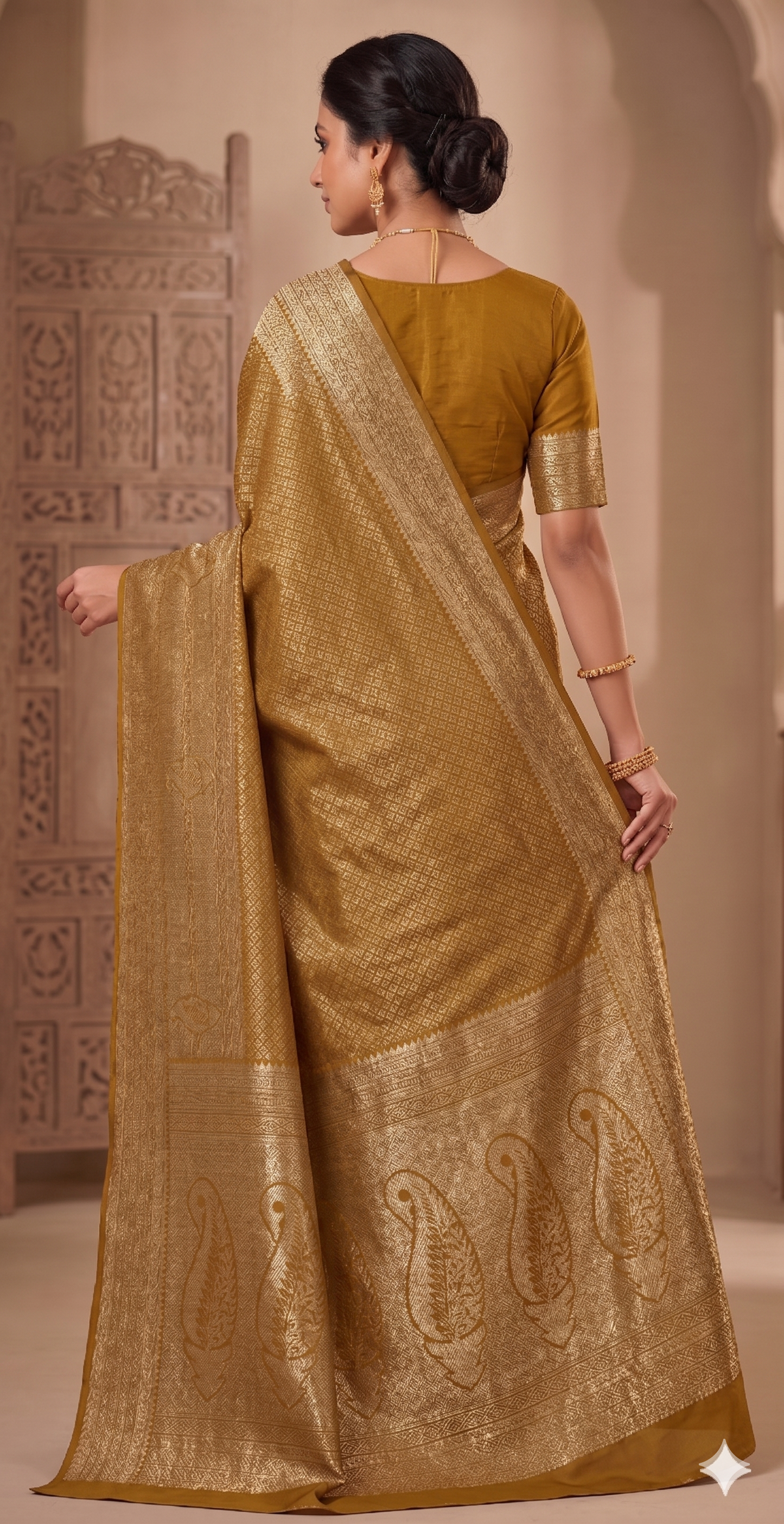 Yellow Woven Design Art Silk Kanjivaram Saree