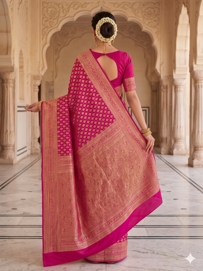 Pink Woven Design Art Silk Kanjivaram Saree