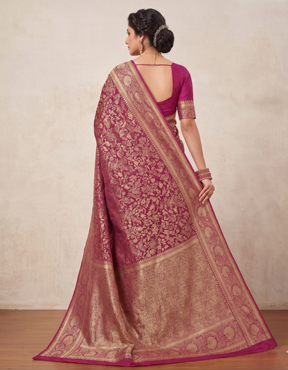 Pink Woven Design Art Silk Kanjivaram Saree