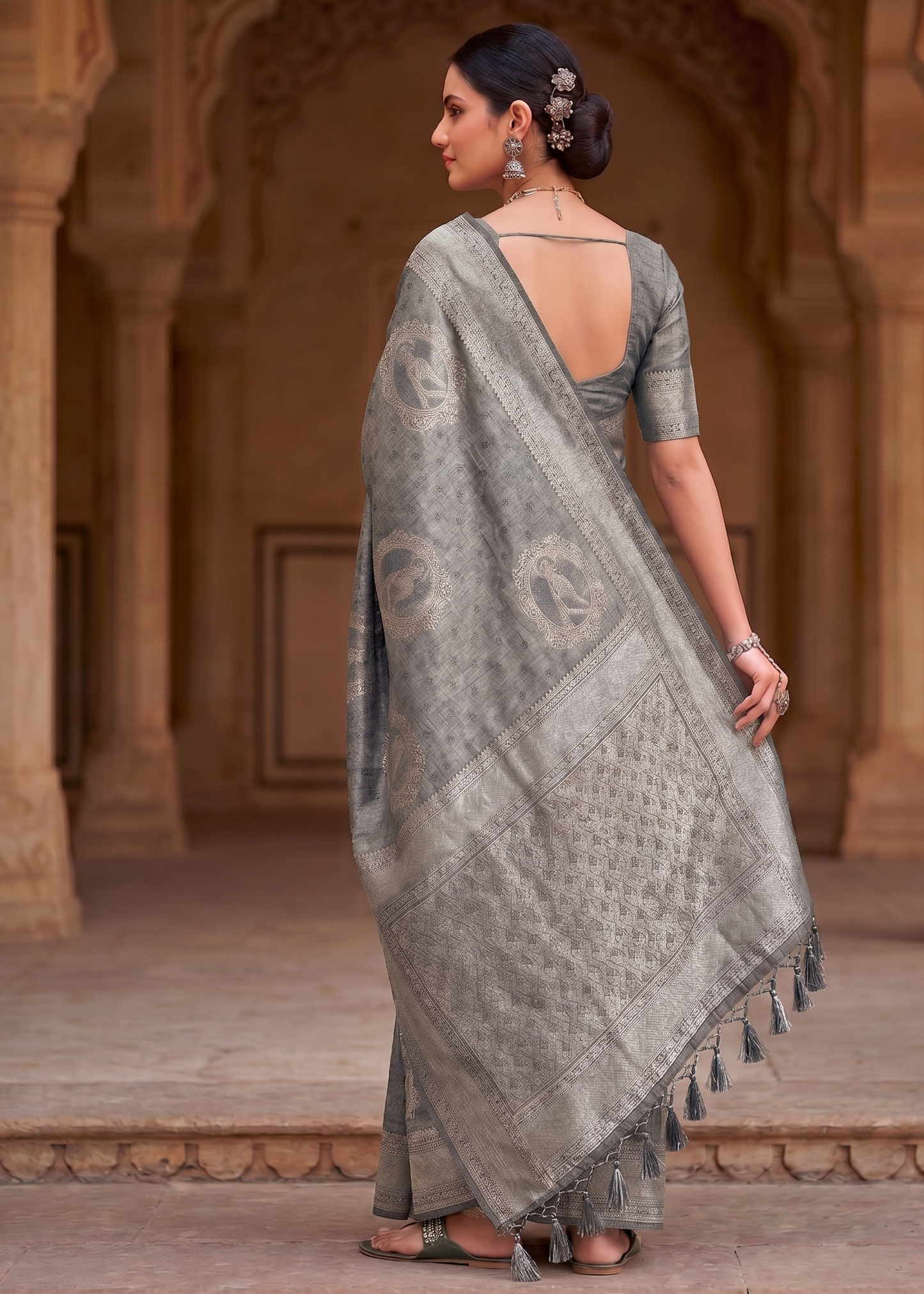 Grey Woven Design Kanjivaram Saree