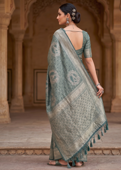 Green Woven Design Kanjivaram Saree