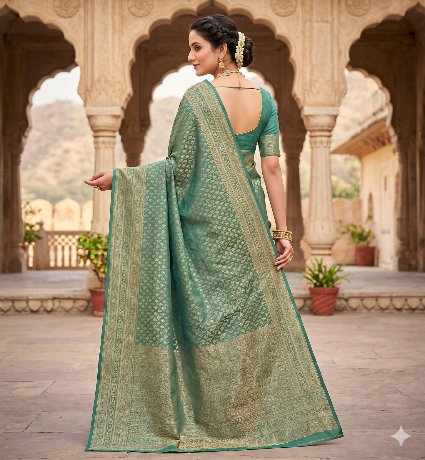 Light Green Woven Design Art Silk Kanjivaram Saree