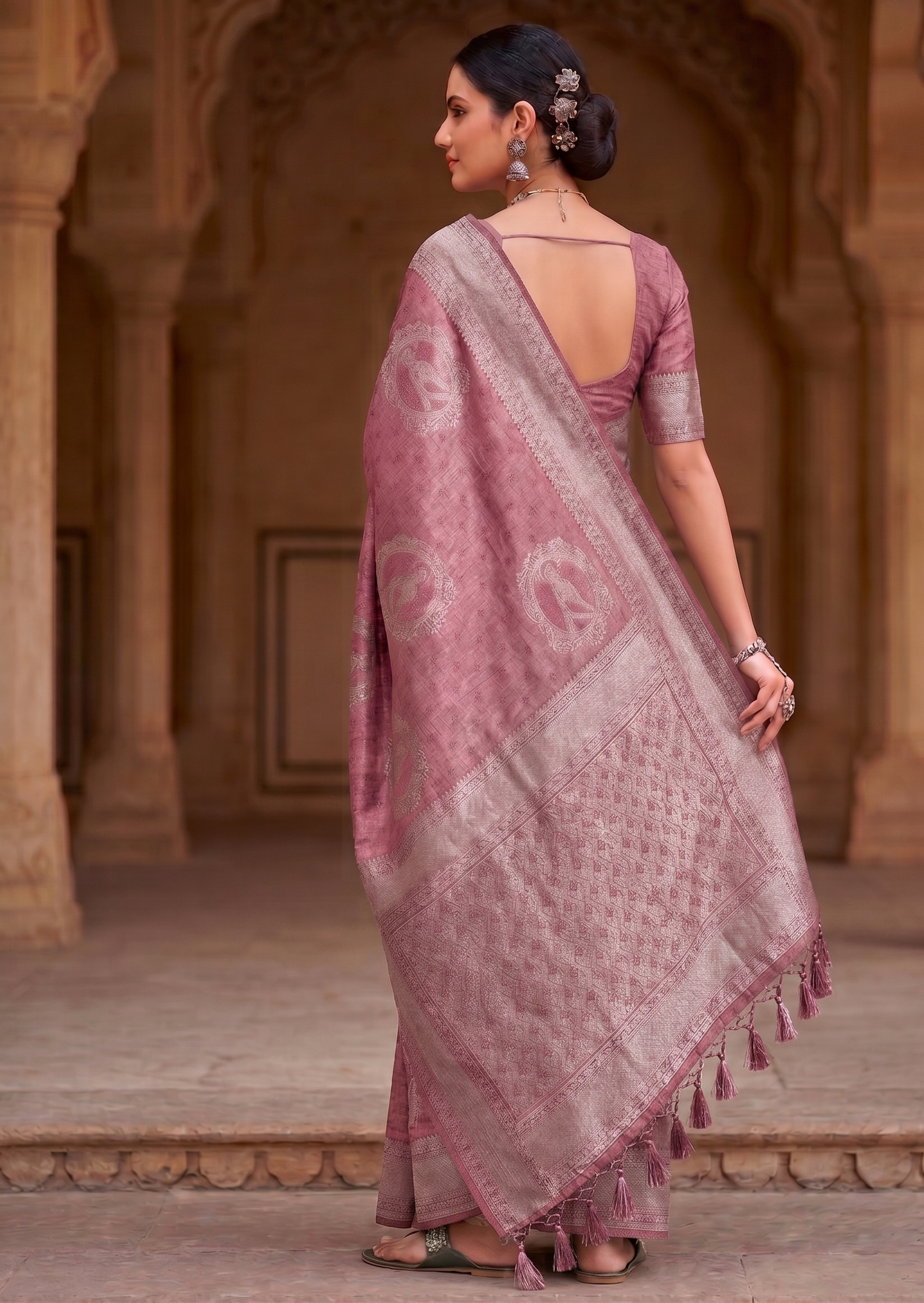 Pink Woven Design Kanjivaram Saree