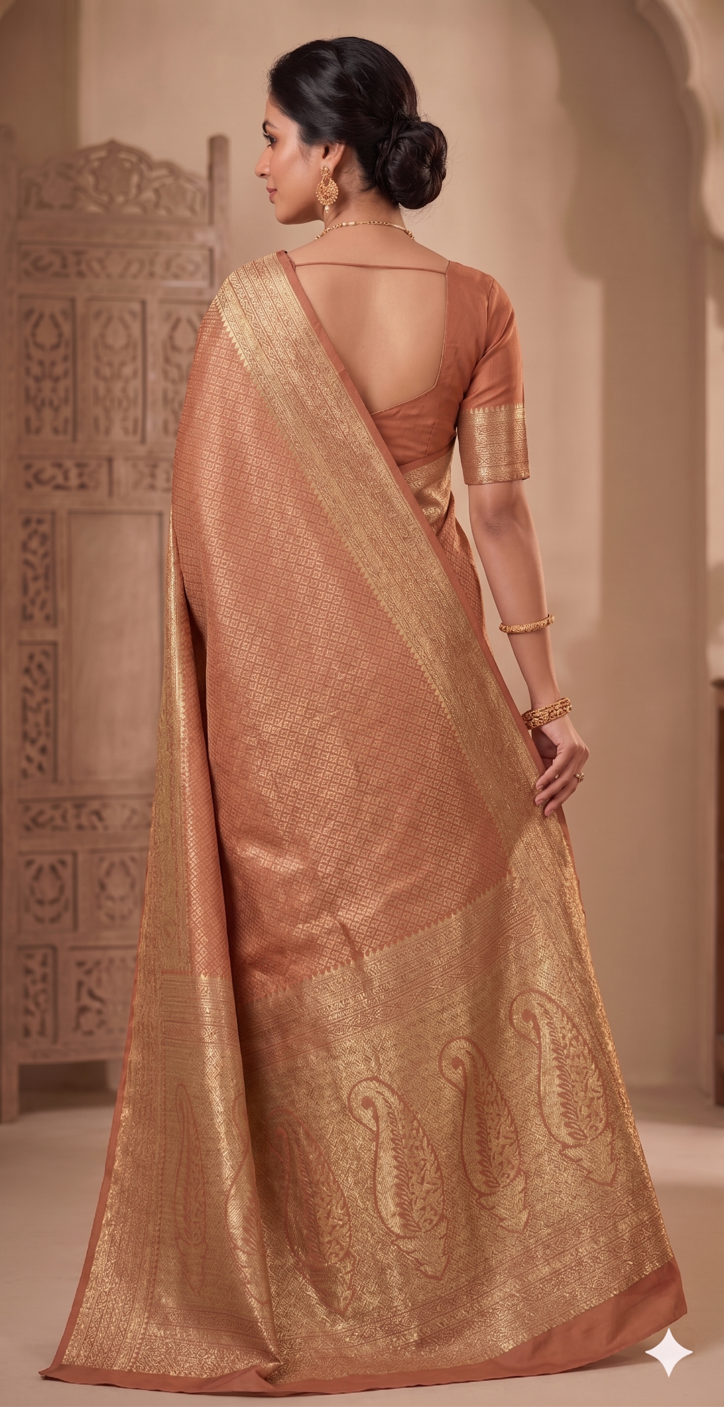 Orange Woven Design Art Silk Kanjivaram Saree