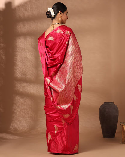 Rani Pink Woven Design Crape Saree