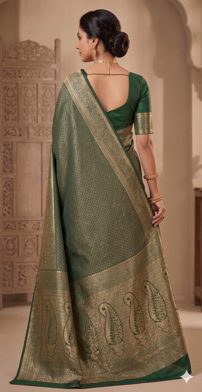 Green Woven Design Art Silk Kanjivaram Saree