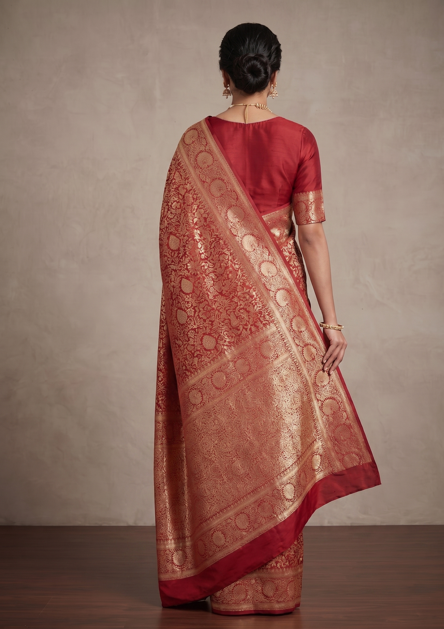 Maroon Woven Design Art Silk Kanjivaram Saree