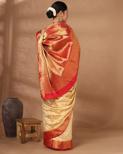 Off White Red Woven Design Balaton Saree