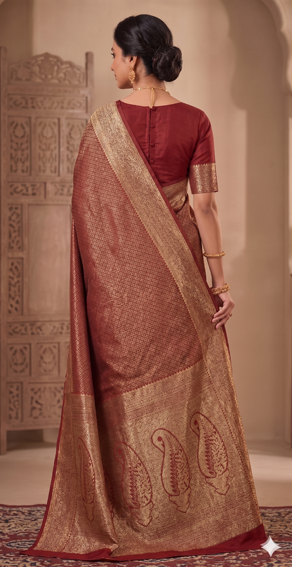 Red Woven Design Art Silk Kanjivaram Saree