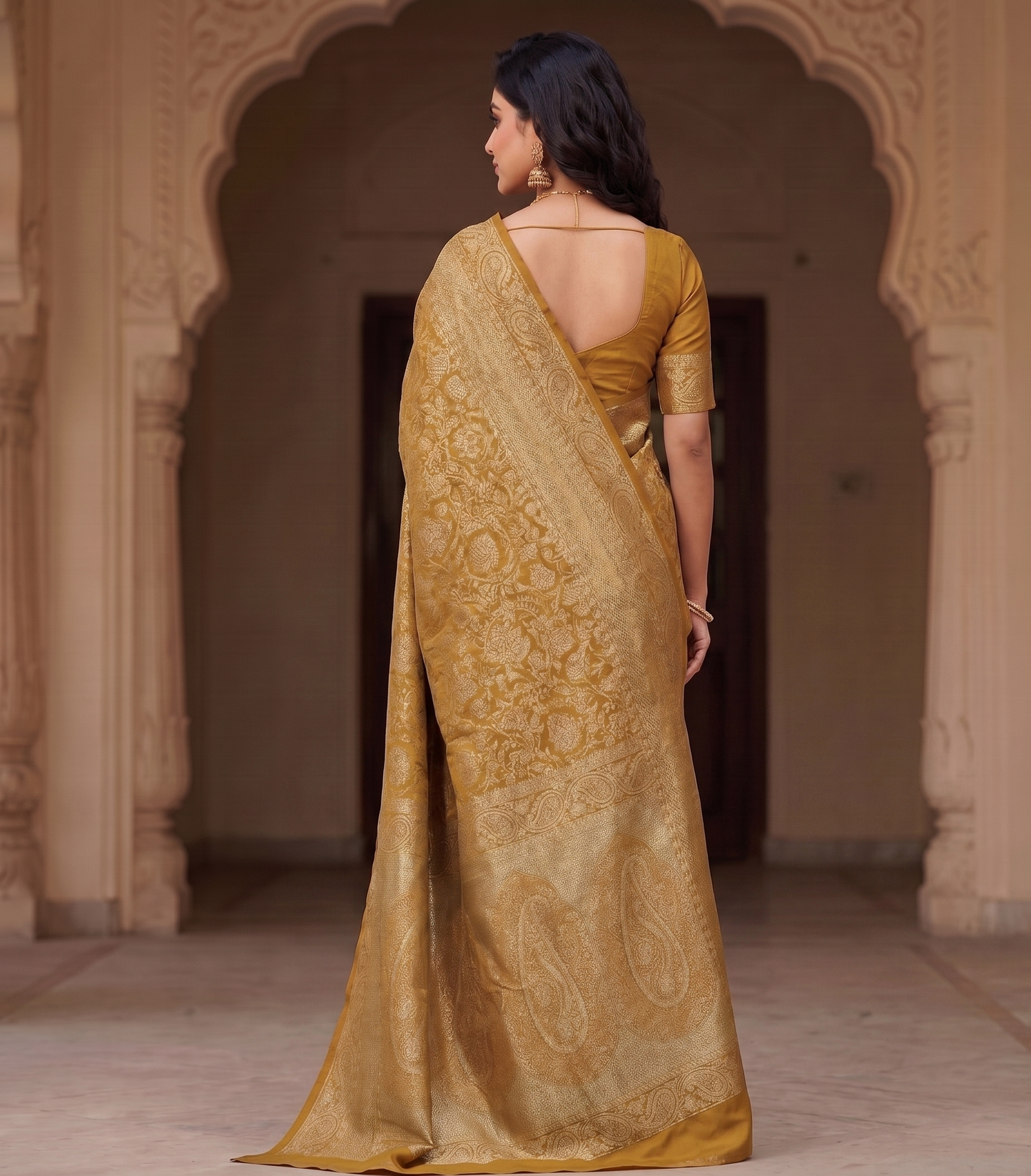 Yellow Woven Design Art Silk Kanjivaram Saree