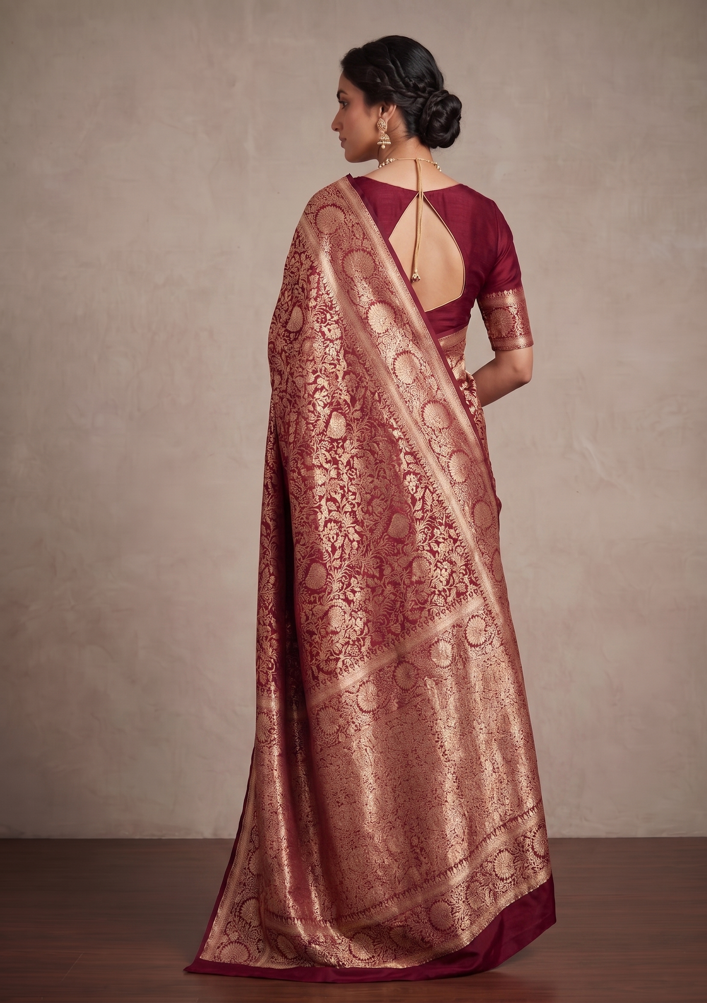 Wine Woven Design Art Silk Kanjivaram Saree