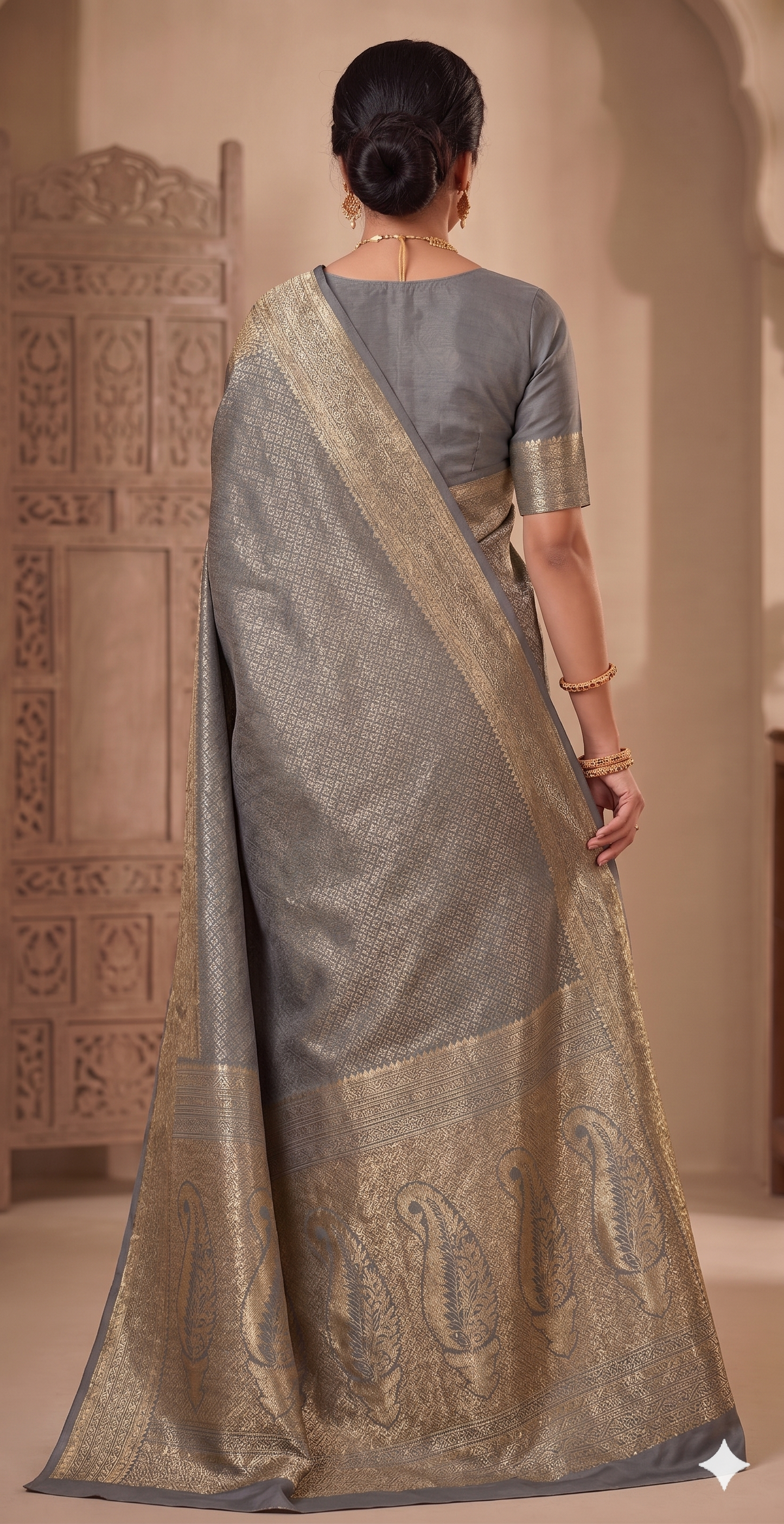 Grey Woven Design Art Silk Kanjivaram Saree