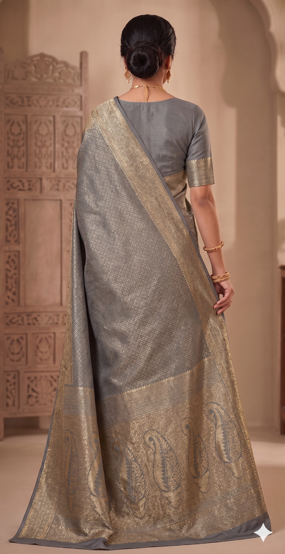 Grey Woven Design Art Silk Kanjivaram Saree
