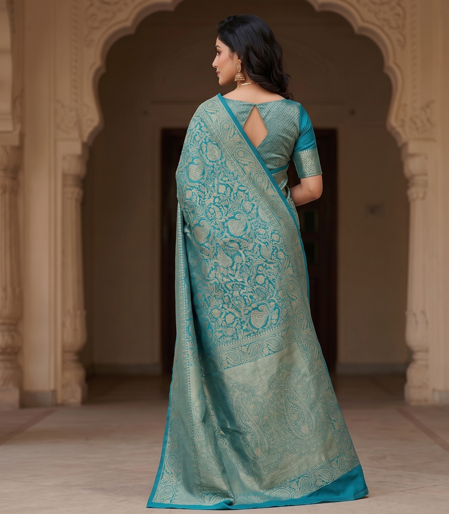 Blue Woven Design Art Silk Kanjivaram Saree