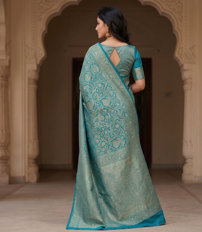 Blue Woven Design Art Silk Kanjivaram Saree