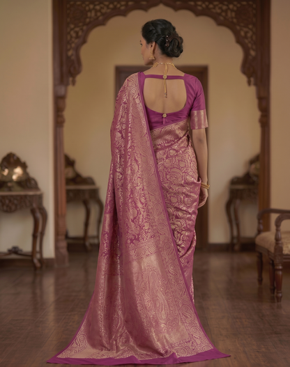 Wine Woven Design Art Silk Kanjivaram Saree