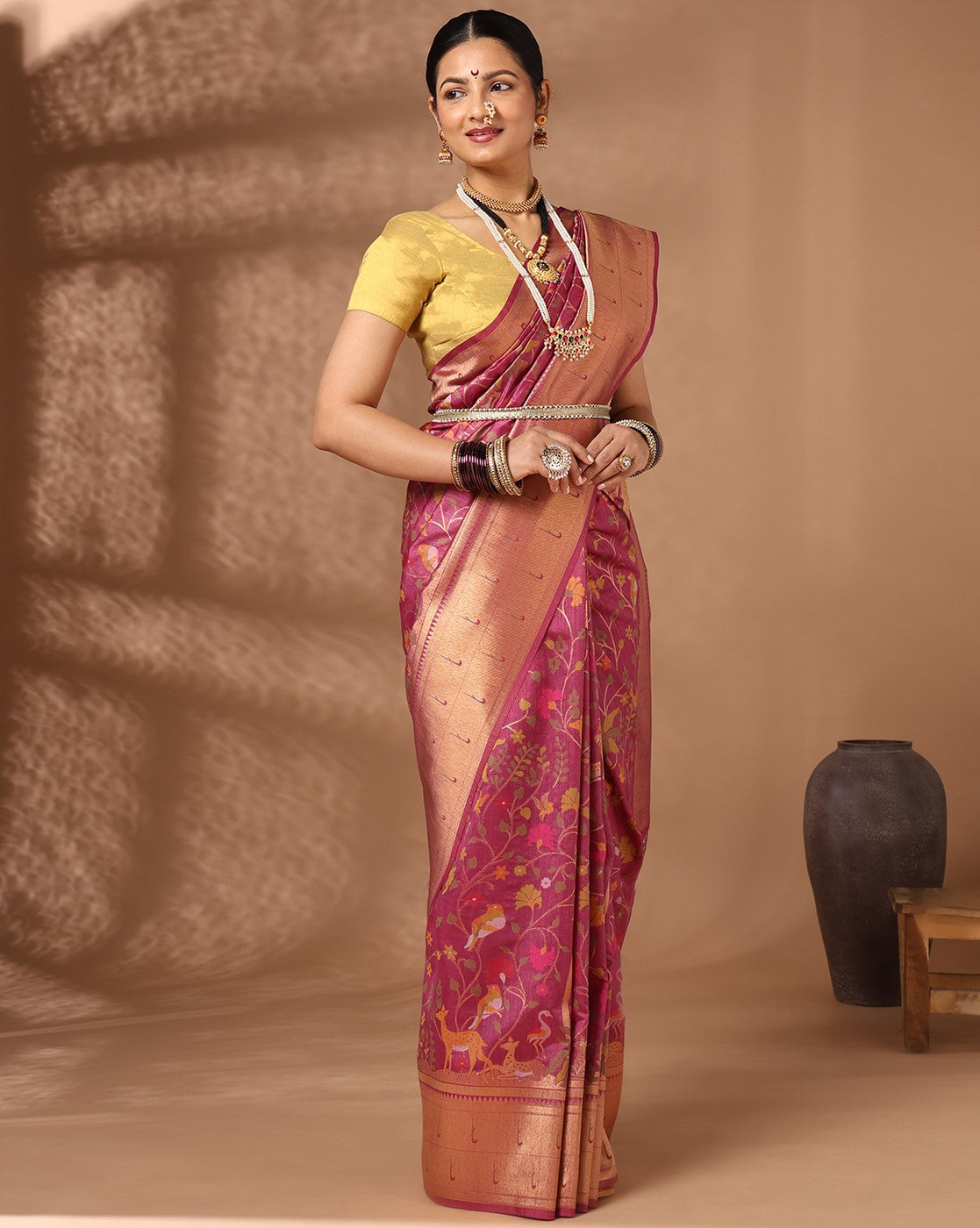 Lavender Woven Design Dola Silk Saree