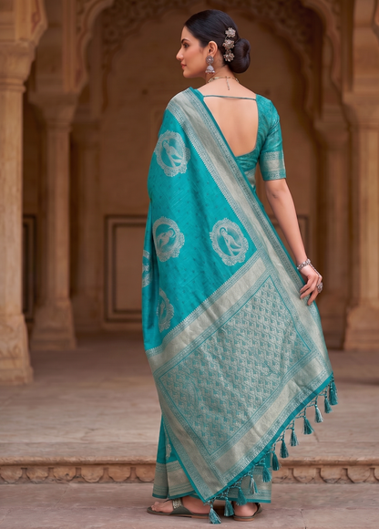 Blue Woven Design Kanjivaram Saree