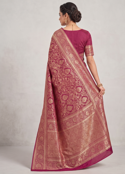 Lavender Woven Design Art Silk Kanjivaram Saree