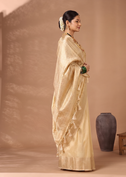 Off White Woven Design Art Silk Saree