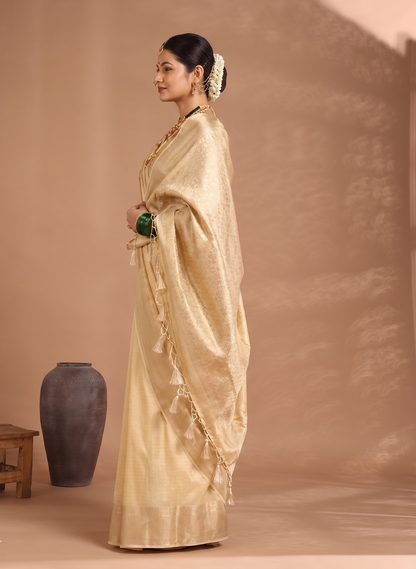 Off White Woven Design Art Silk Saree