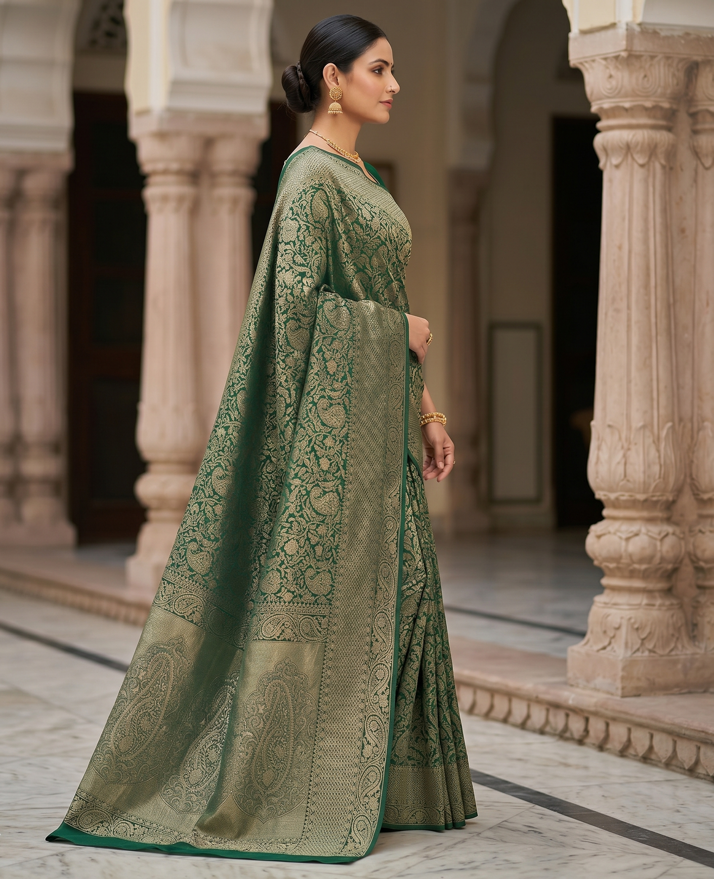 Green Woven Design Art Silk Kanjivaram Saree
