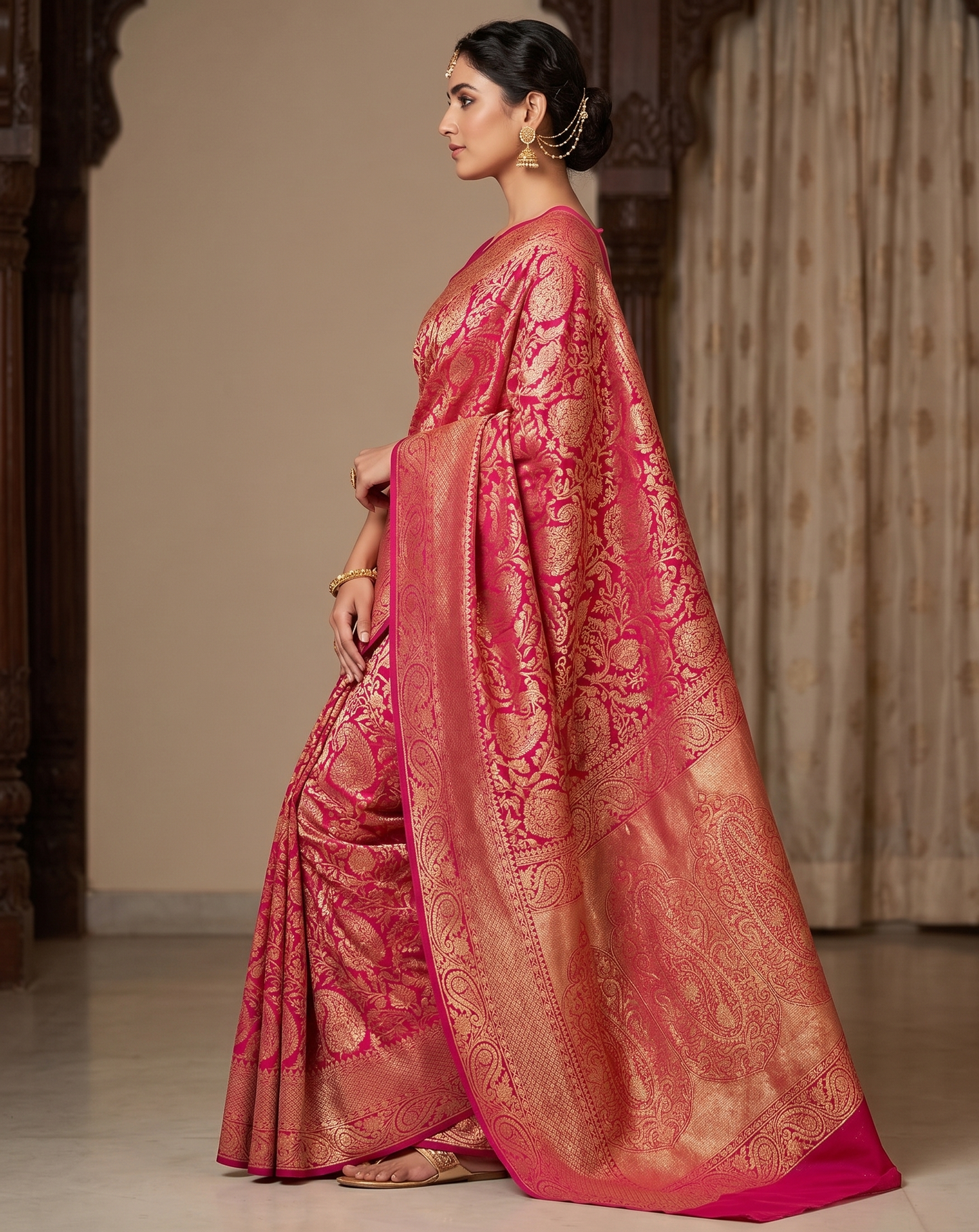 Pink Woven Design Art Silk Kanjivaram Saree