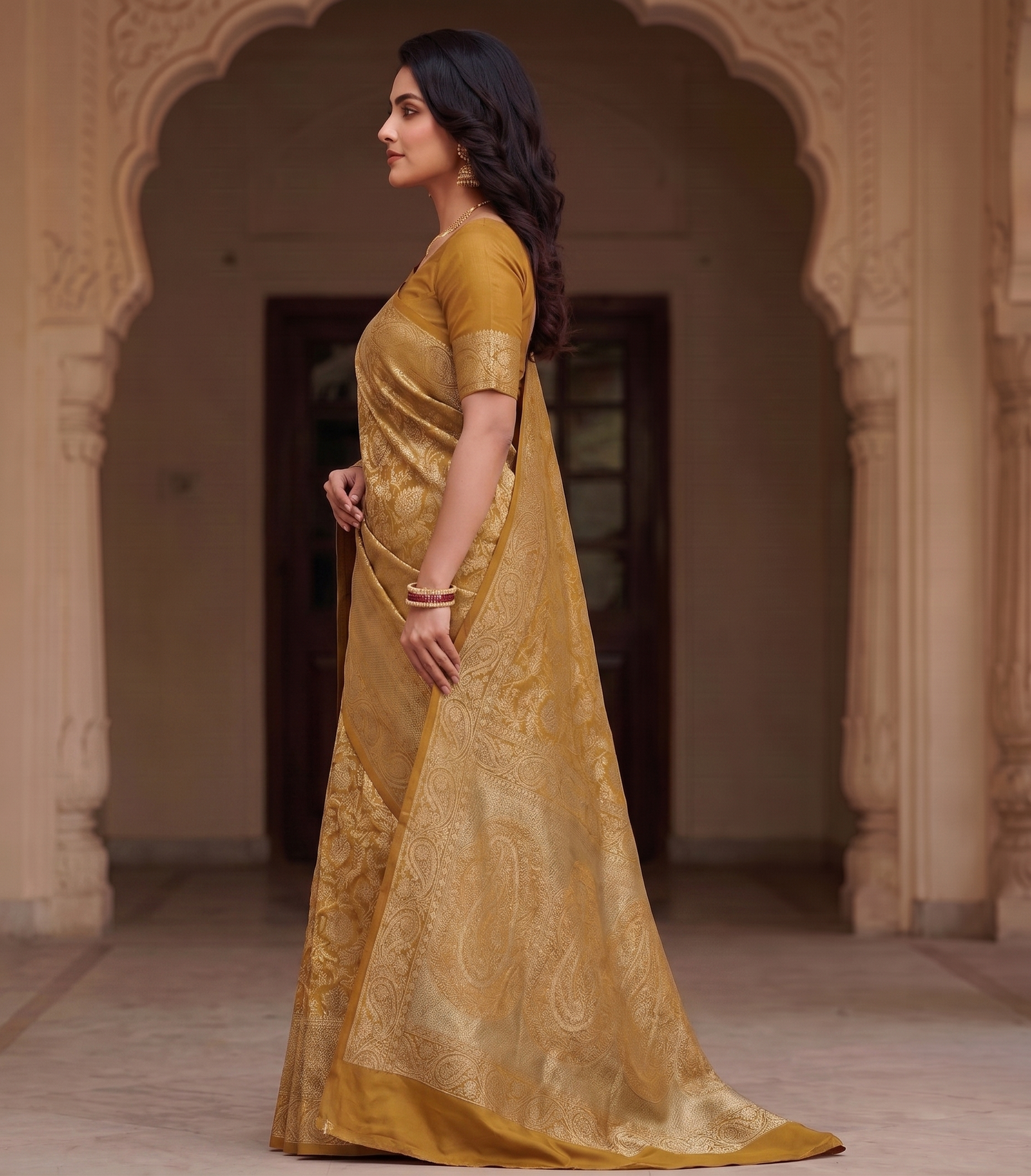 Yellow Woven Design Art Silk Kanjivaram Saree