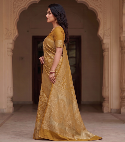 Yellow Woven Design Art Silk Kanjivaram Saree