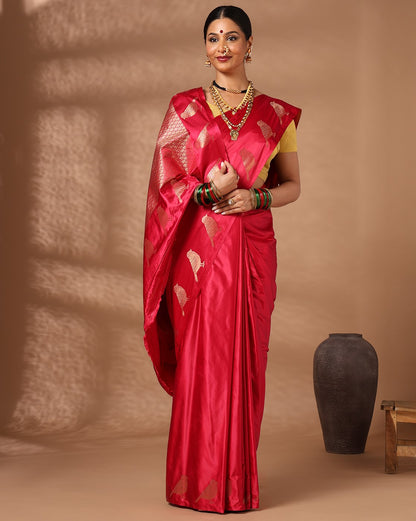 Rani Pink Woven Design Crape Saree