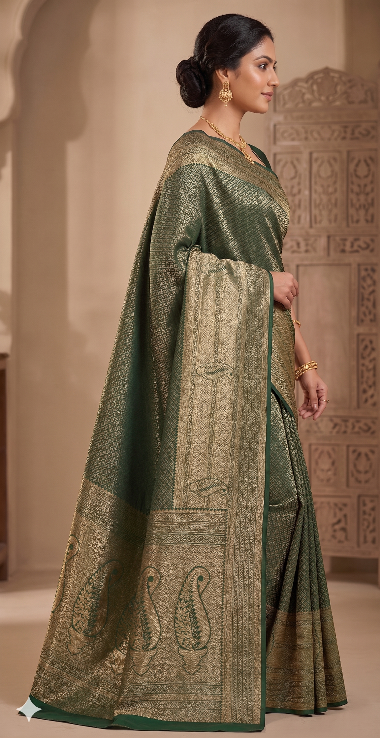 Green Woven Design Art Silk Kanjivaram Saree