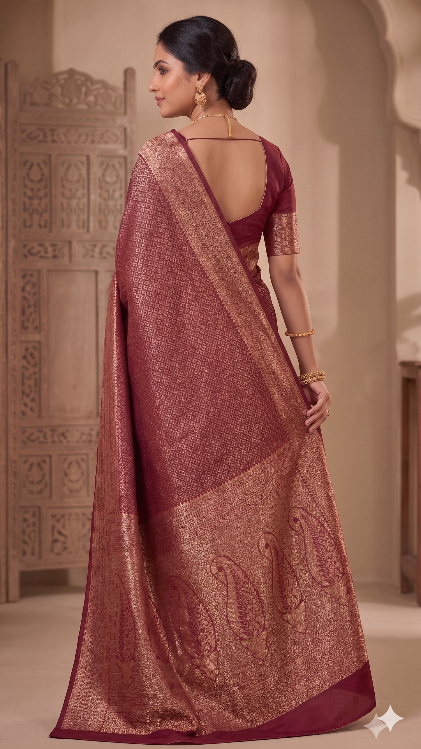 Maroon Woven Design Art Silk Kanjivaram Saree