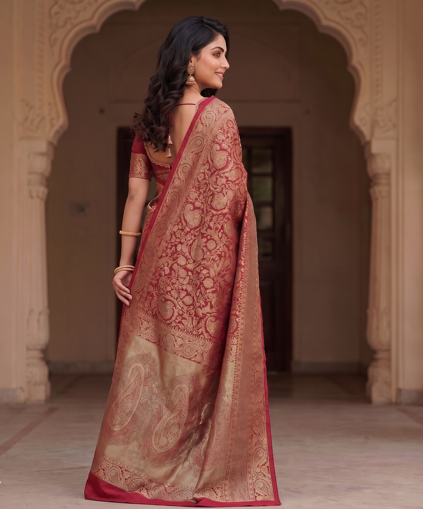 Red Woven Design Art Silk Kanjivaram Saree