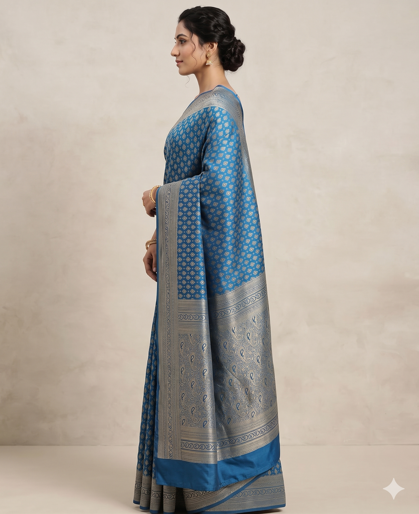 Dark Blue Woven Design Art Silk Kanjivaram Saree