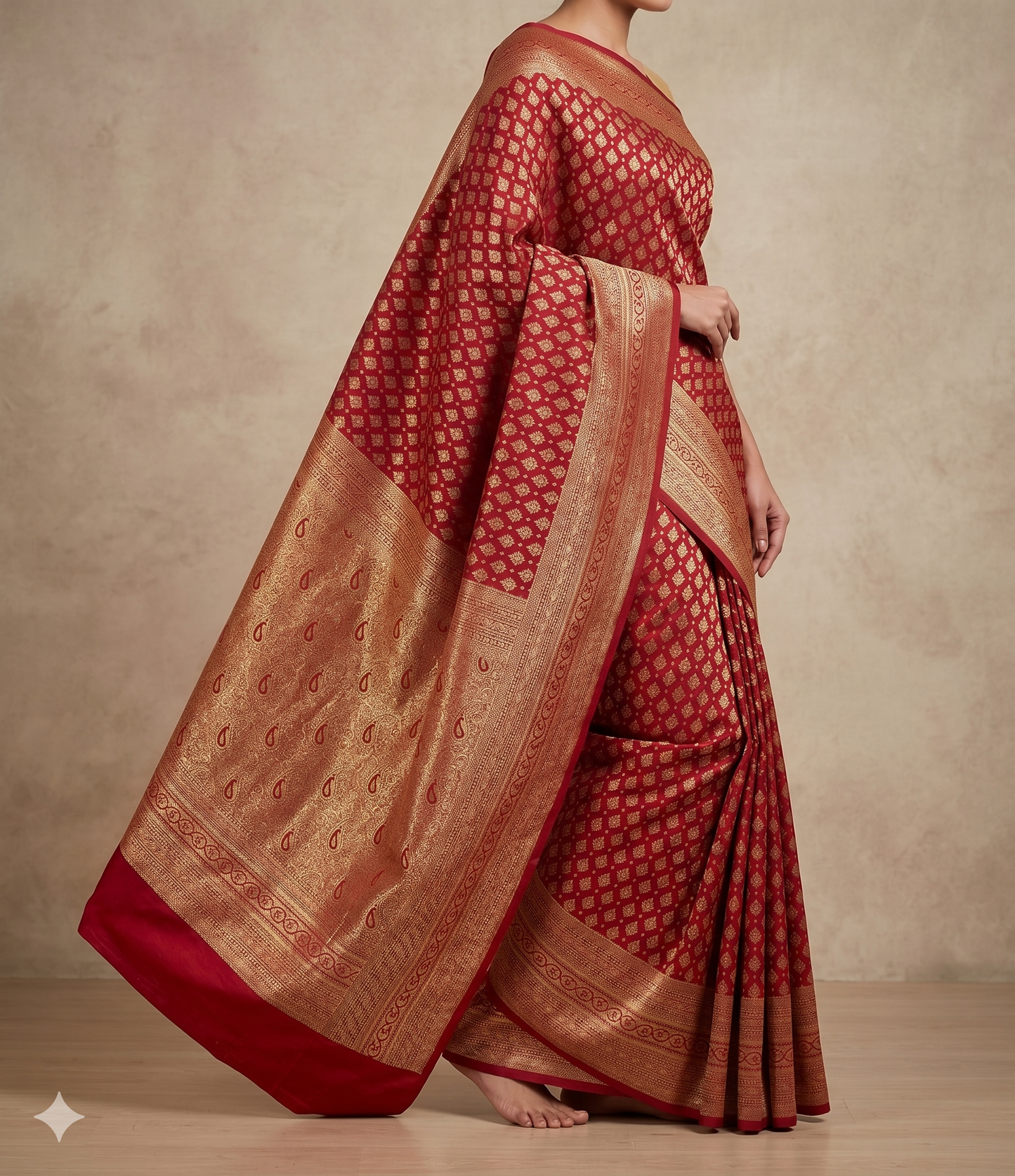 Maroon Woven Design Art Silk Kanjivaram Saree