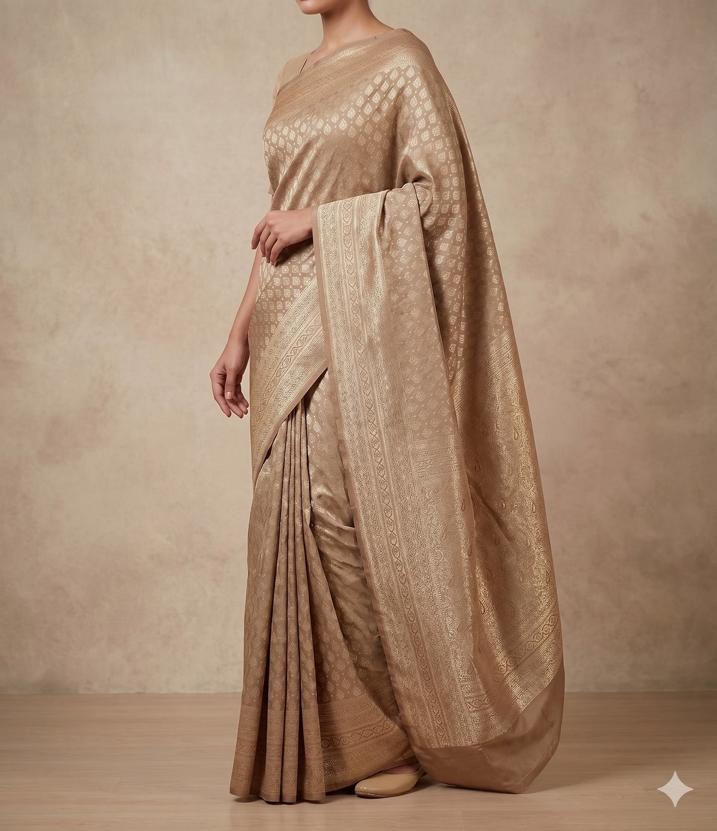 Beige Woven Design Art Silk Kanjivaram Saree