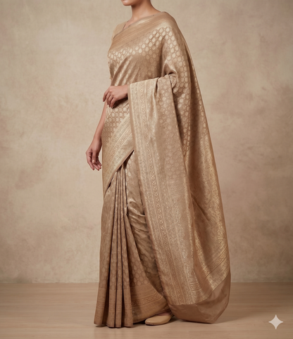 Beige Woven Design Art Silk Kanjivaram Saree