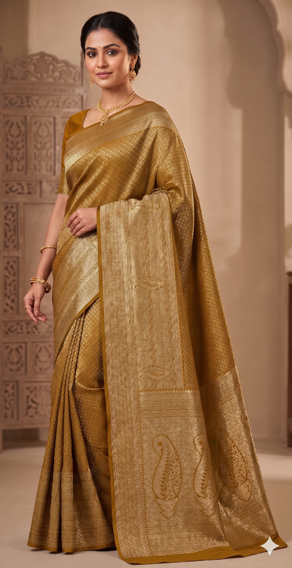 Yellow Woven Design Art Silk Kanjivaram Saree