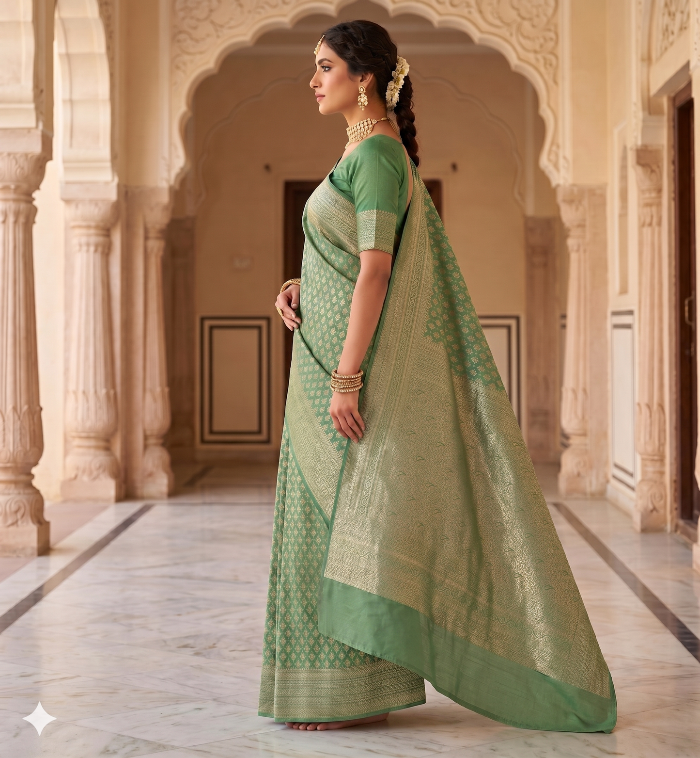 Light Green Woven Design Art Silk Kanjivaram Saree