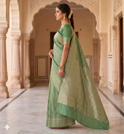 Light Green Woven Design Art Silk Kanjivaram Saree