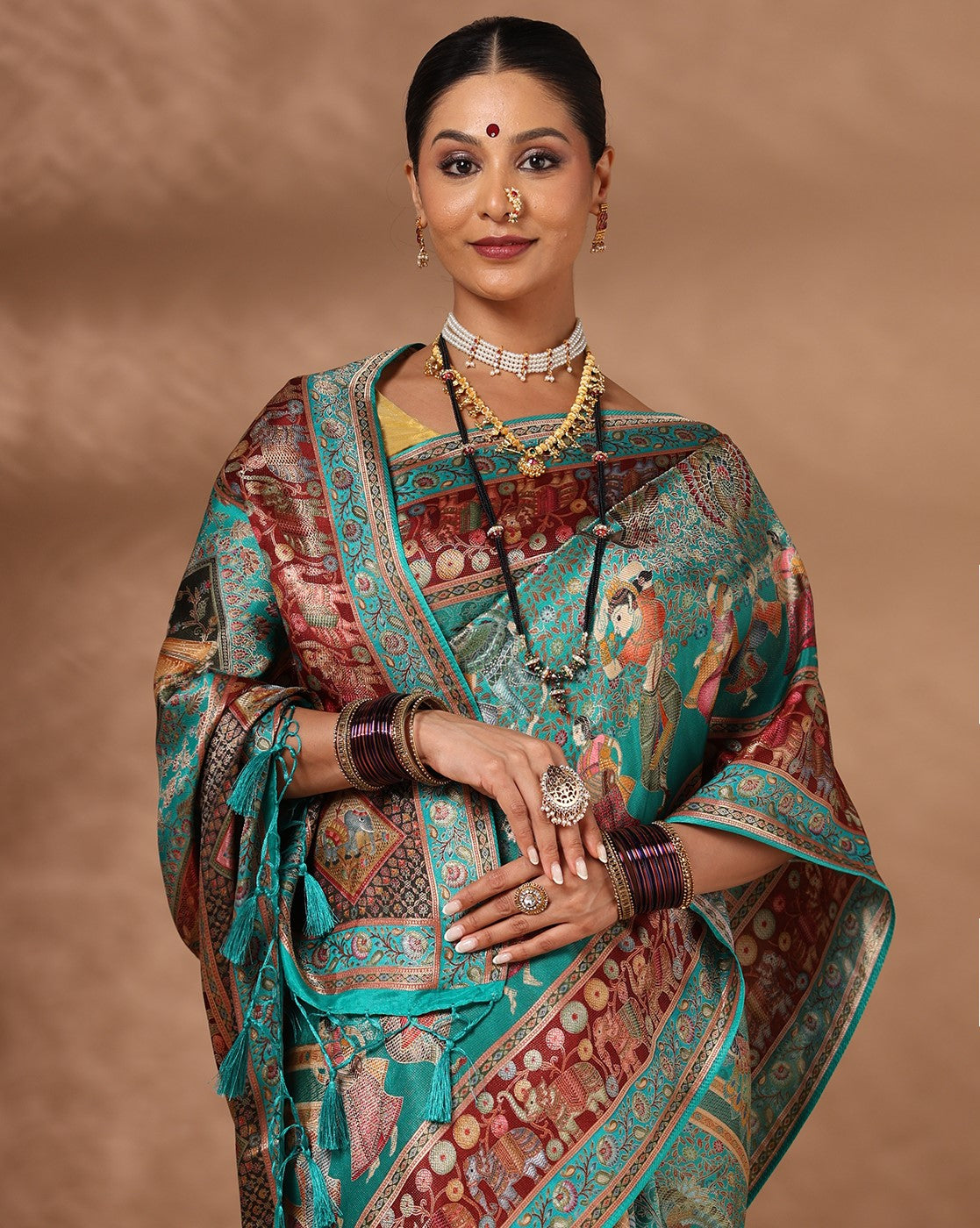 Dark Blue Woven Design Viscoris Saree
